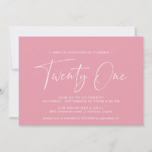 Invitation Rose fille Script moderne mignon 21e anniversair