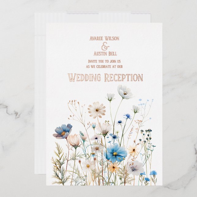 Invitation Rose Fleur sauvage de terrain Gold Foil (Enveloppe)