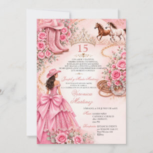 Invitation Rose Fleurie Charro Princesse Douce 15 Ans Espagno