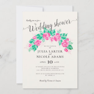 Invitation Rose Fleurs Vertes Rose Fleurs Jardin Mariage Douc