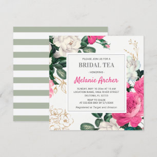 Invitation Rose Floral Chic Hot Pink Fête de l'mariée Thé