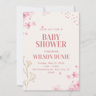 Invitation rose Floral Cute Baby shower