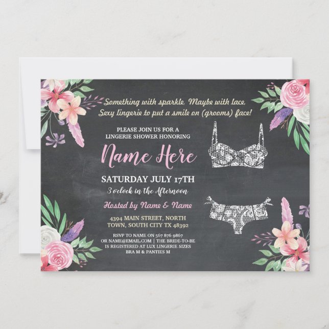 Invitation Rose floral de Bachelorette d'invitation de douche (Devant)