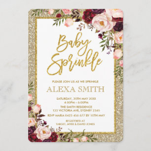 Invitation rose floral fascinant de baby shower de