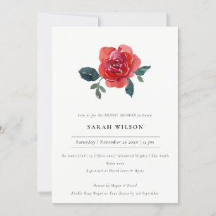 INVITATION ROSE FLORAL FÊTE DES MARIÉES ROUGE CHIC