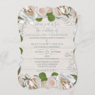 Invitation Rose floral moderne de la grange rustique de la fe