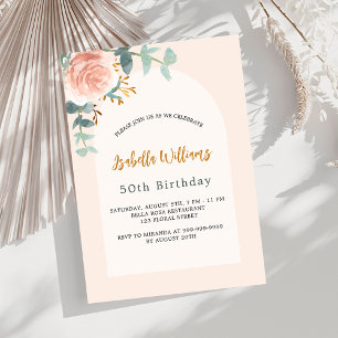 Invitation Rose floral or blush arche de luxe anniversaire