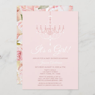 Invitation Rose floral rose et blanc