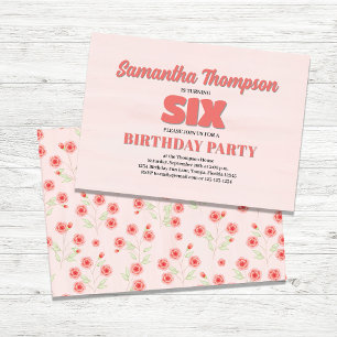 Invitation Rose Floral sixième anniversaire Modèle de la fête