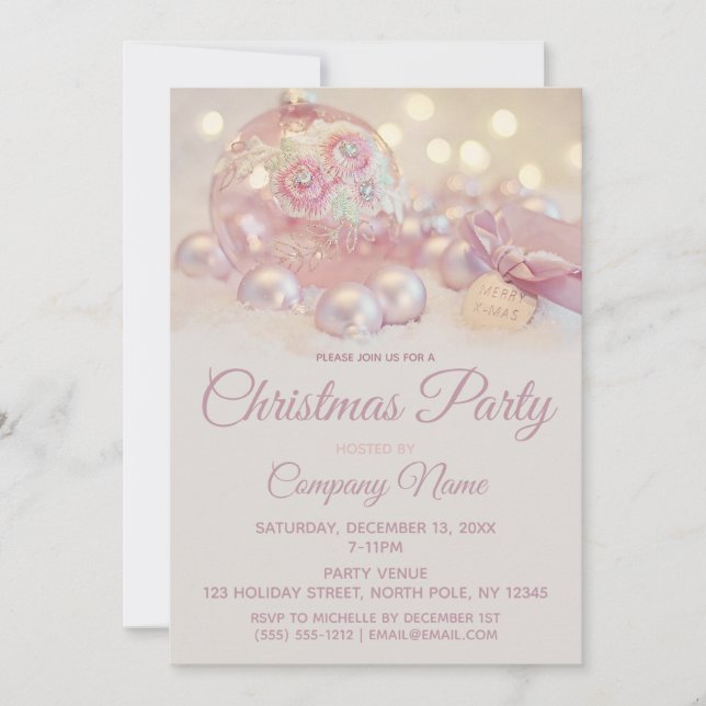 Invitation Rose Floral String Lights Entreprise Fête (Devant)