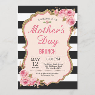 Invitation rose florale de brunch de jour de mères