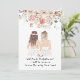 Invitation Rose florale mariage 
