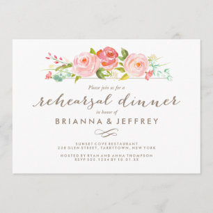 Invitation Rose Garden Floral Mariage Dîner de répétition