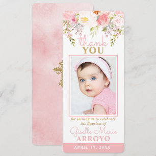 Invitation Rose Garden Girl Baptême Photo Signet Merci
