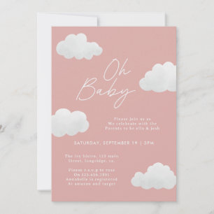 Invitation Rose girélégant Oh Baby shower moderne élégant