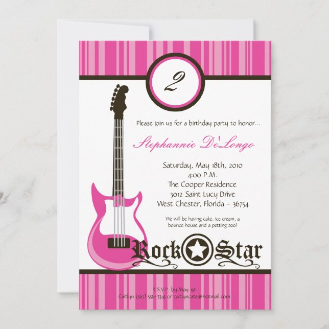invitation rose Girly de pair d'anniversaire de (Devant)