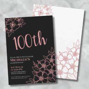 Invitation Rose Gold 100e fête d'anniversaire