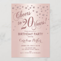 Rose Gold 20th Birthday Party