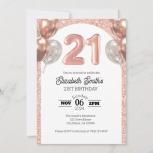 Invitation Rose Gold 21e anniversaire Modèle d'invitation