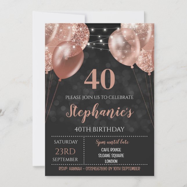 Invitation Rose Gold 40e Invitation (Devant)