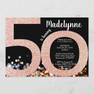 Invitation Rose Gold 50th Birthday - Femme 50th