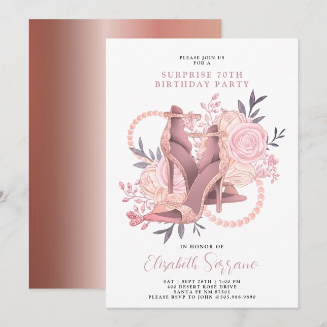 Invitation Rose Gold 70e anniversaire Surprise (Devant / Derrière)
