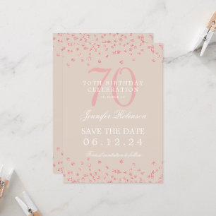 Invitation Rose Gold 70th Birthday Save Date Détails Champagn