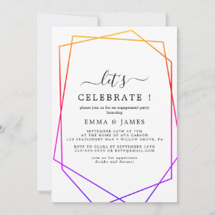 Invitation Rose Gold Aquarelle Géométrique Fêtons