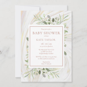 Invitation Rose Gold Baby Girl Douche   Saupoudrer