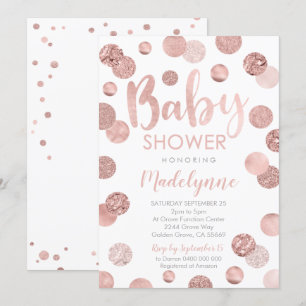 Invitation Rose Gold Baby shower Confetti Girl