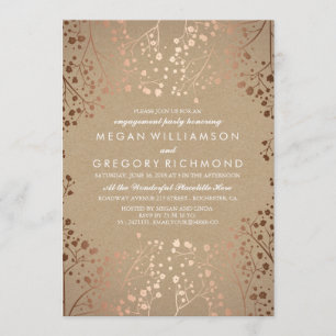 Invitation Rose Gold Baby's Breath Floral Engagement Party