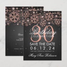 Invitation Rose Gold Black 30e anniversaire Date de sauvegard