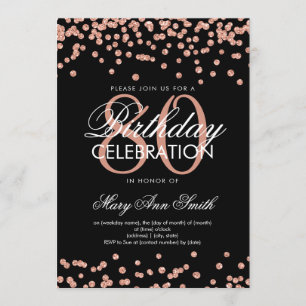 Invitation Rose Gold Black 80e anniversaire Parties scintilla