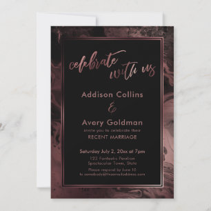 Invitation Rose Gold & Black Marble Célébrez avec nous