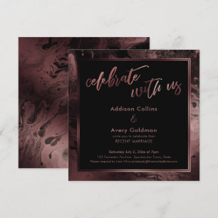 Invitation Rose Gold & Black Marbre Célébrez avec nous