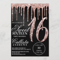 Rose Gold Black Metallic Parties scintillant Drips