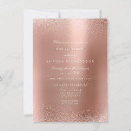 Invitation Rose Gold Blush Paillettes Étincelle Sable Mariage