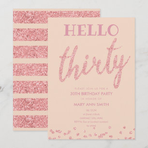 Invitation Rose Gold Blush Parties scintillant "Hello Thirty"