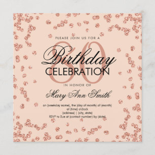 Invitation Rose Gold Blush Pink 80e Parties scintillant anniv