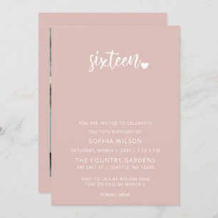 Invitation Rose Gold Blush Script Sweet 16 Anniversaire Photo