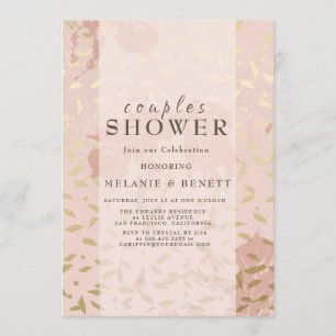 Invitation Rose Gold Botanical Couples Douche