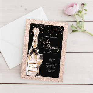 Invitation Rose Gold Bubbly Champagne fête d'anniversaire
