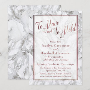 Invitation Rose Gold Calligraphie À Avoir et À Garder Marbre