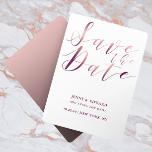 Invitation Rose Gold Calligraphie Écriture Moderne Échéancier