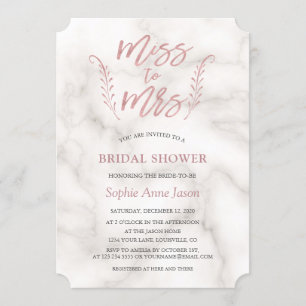 Invitation Rose Gold Calligraphie Fête des mariées Bacheloret