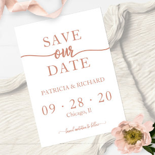 Invitation Rose Gold Calligraphie Mariage Enregistrer La Date