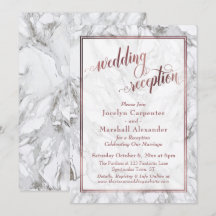 Rose Gold Calligraphie Réception de Mariage Marbre