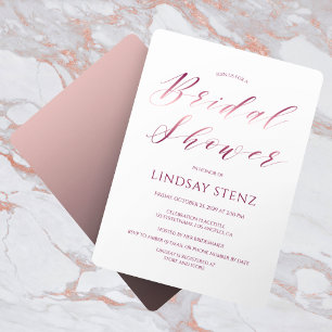 Invitation Rose Gold Calligraphie Script Fête des mariées mod