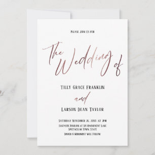 Invitation Rose Gold Calligraphie Simple Le Mariage De
