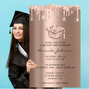 Invitation Rose Gold Casquette 3D Blush